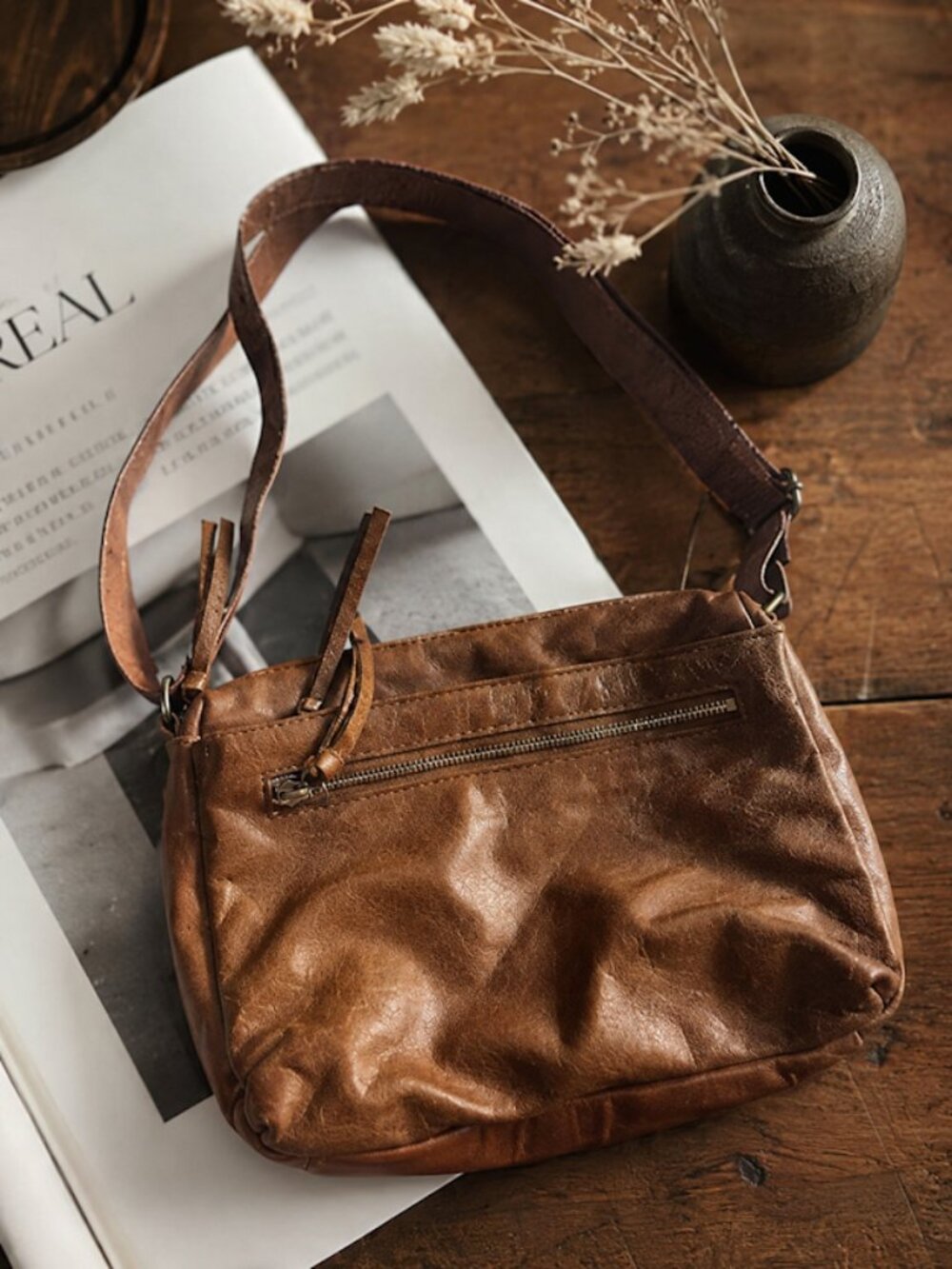 Great American Leather Works Brown Leather Crossbody Bag Purse
